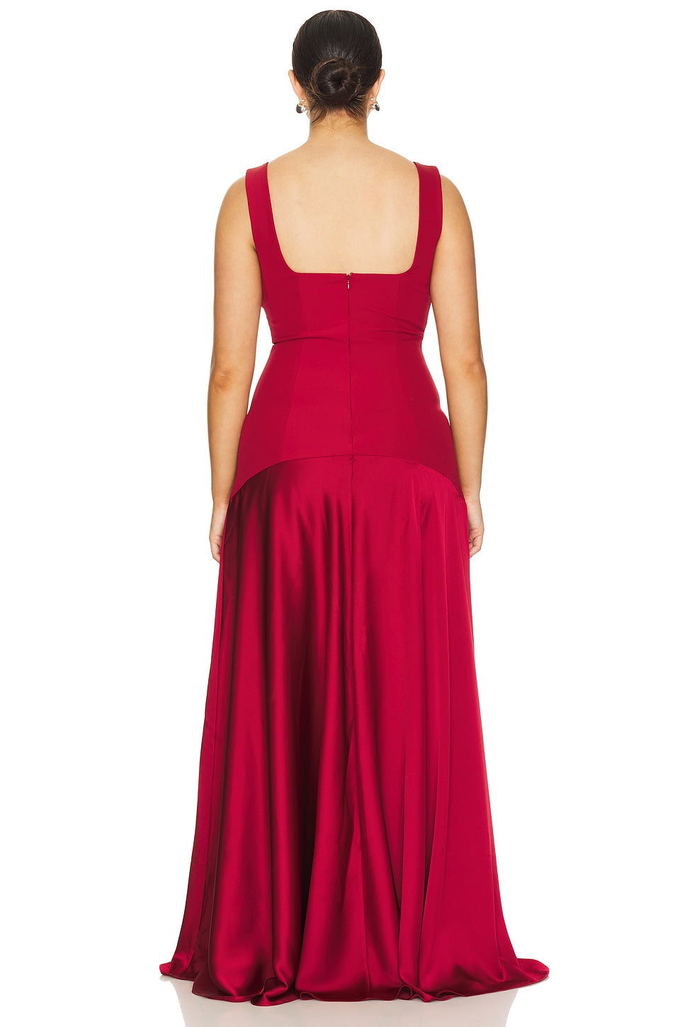 Spaghetti Strap Square-Neck Dress featuring Satin Contrast Panels