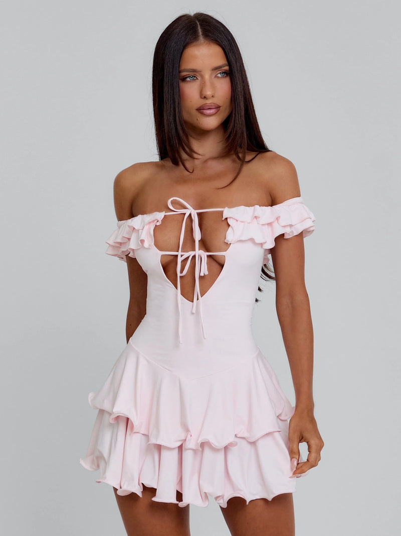 Off-Shoulder Ruffle Mini Dress