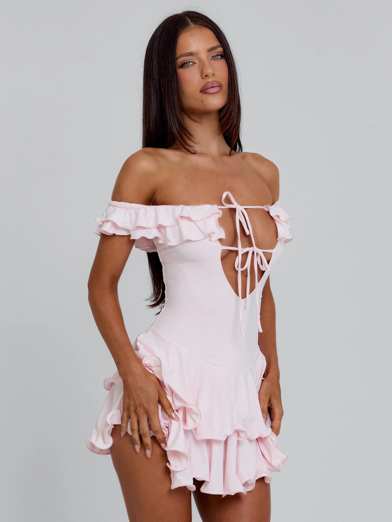 Off-Shoulder Ruffle Mini Dress
