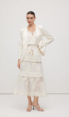 Lace Embroidery Bohemian Midi Skirt