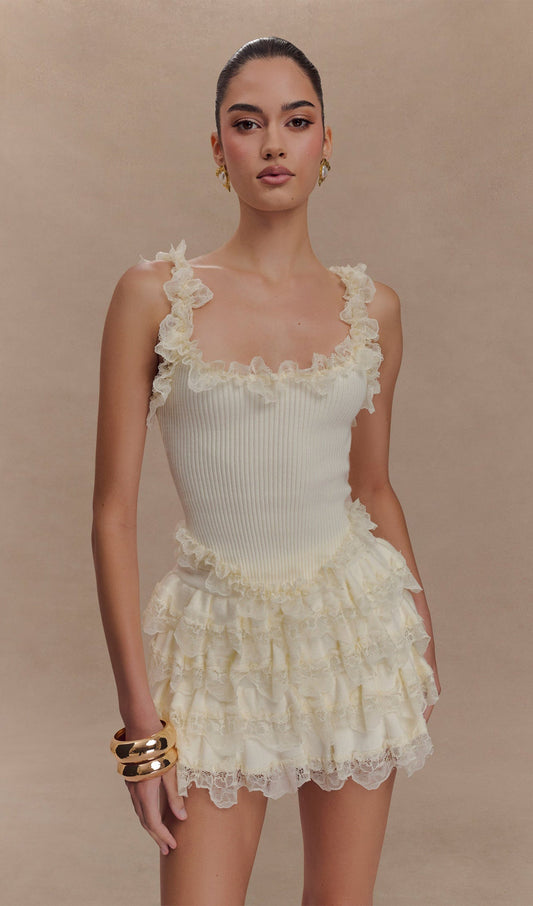 Lace Ruffle Mini Skirt