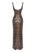 Two-Piece Sequin Leopard Spaghetti Strap Dress with Pullover Cape