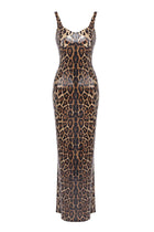 Two-Piece Sequin Leopard Spaghetti Strap Dress with Pullover Cape