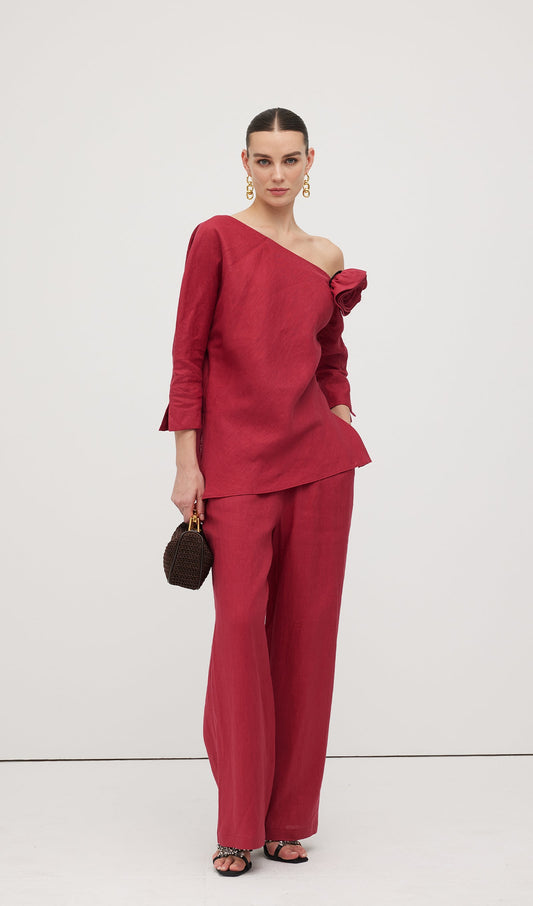 Linen Rose Trousers Suit