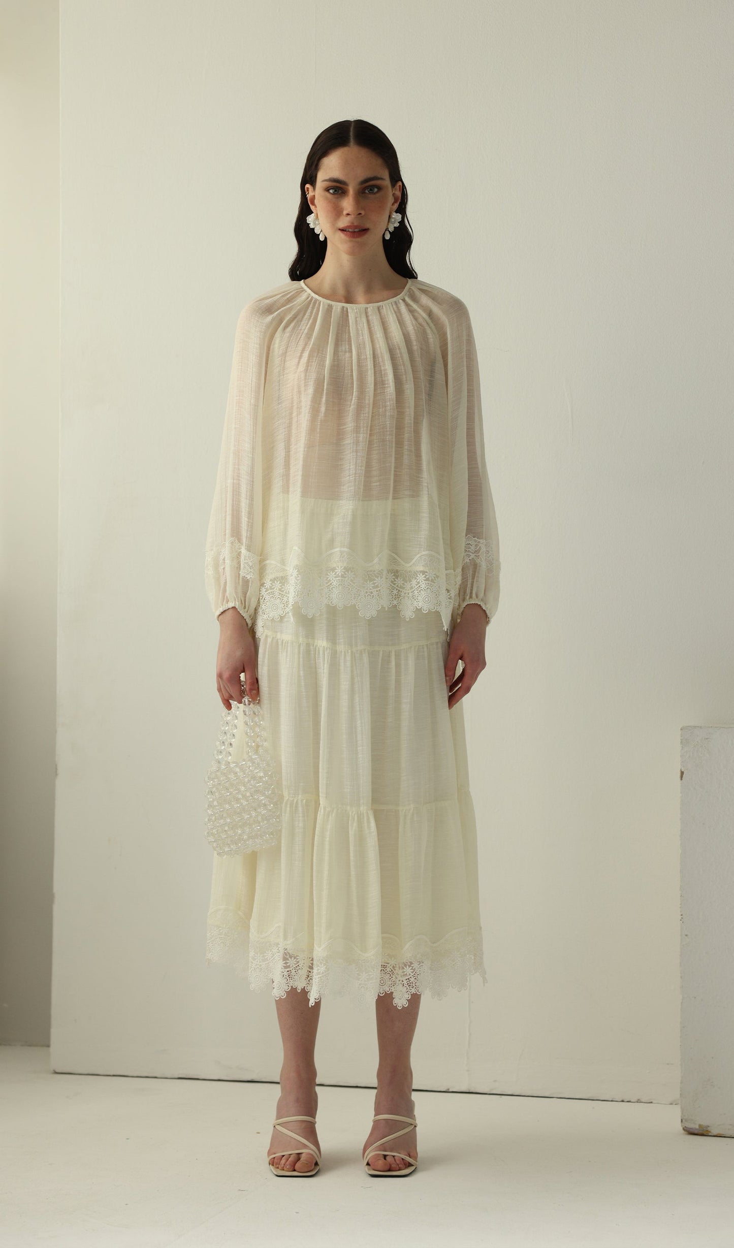Long Sleeved Lace Panel Top