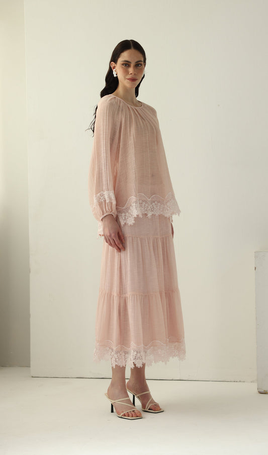 Long Sleeved Lace Panel Top