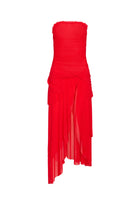 Strapless Waist Twist Front Slit Dress