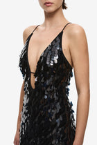 Spaghetti Strap Deep-V Sequin Dress