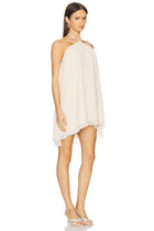 Halter-Tie Asymmetric-Hem Chiffon Mini Dress