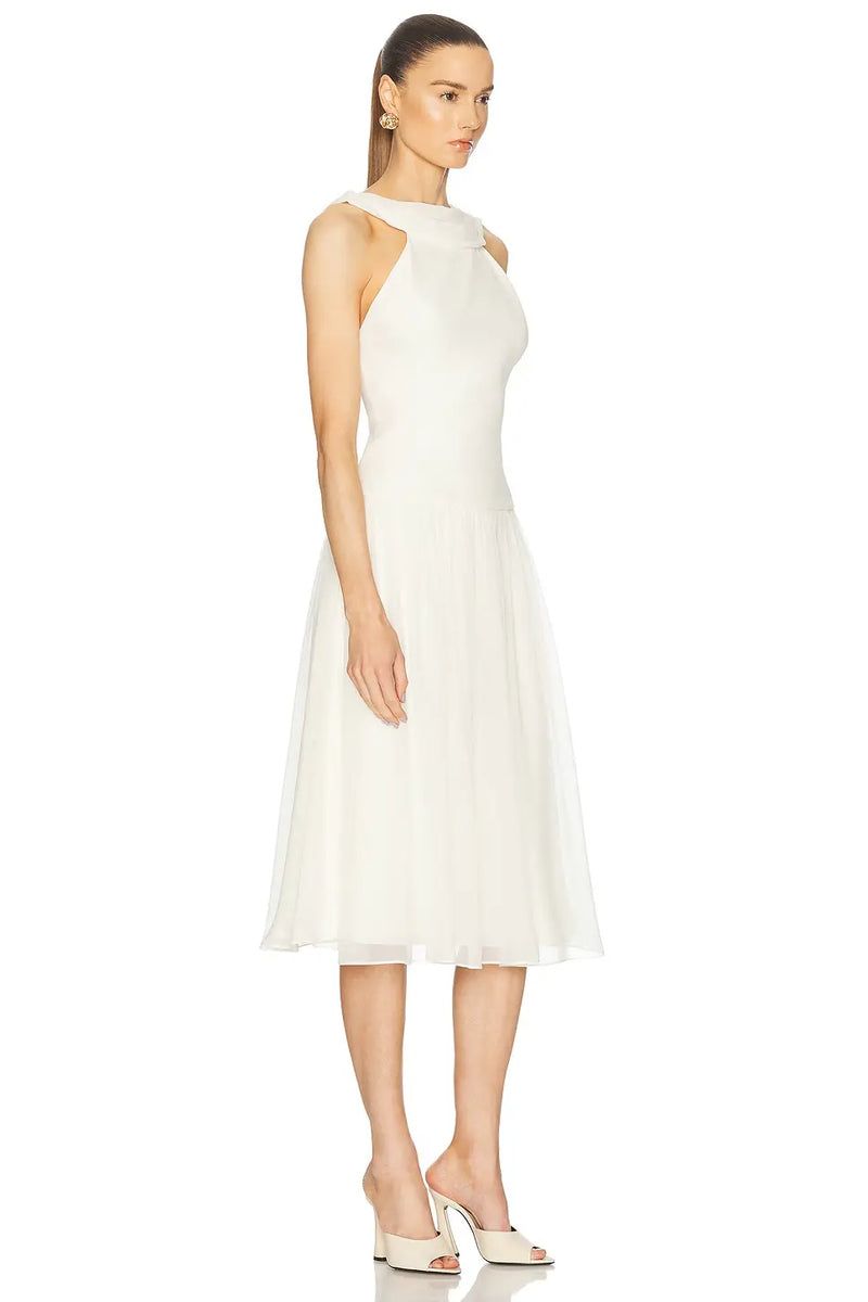 Halter Neck Spaghetti Strap Backless Chiffon Dress