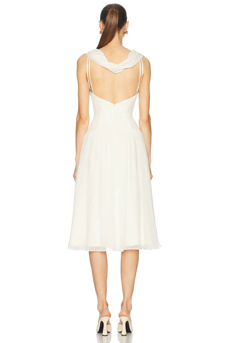 Halter Neck Spaghetti Strap Backless Chiffon Dress