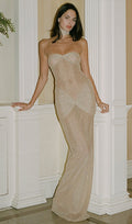 Strapless Twist Shimmery Knit Dress