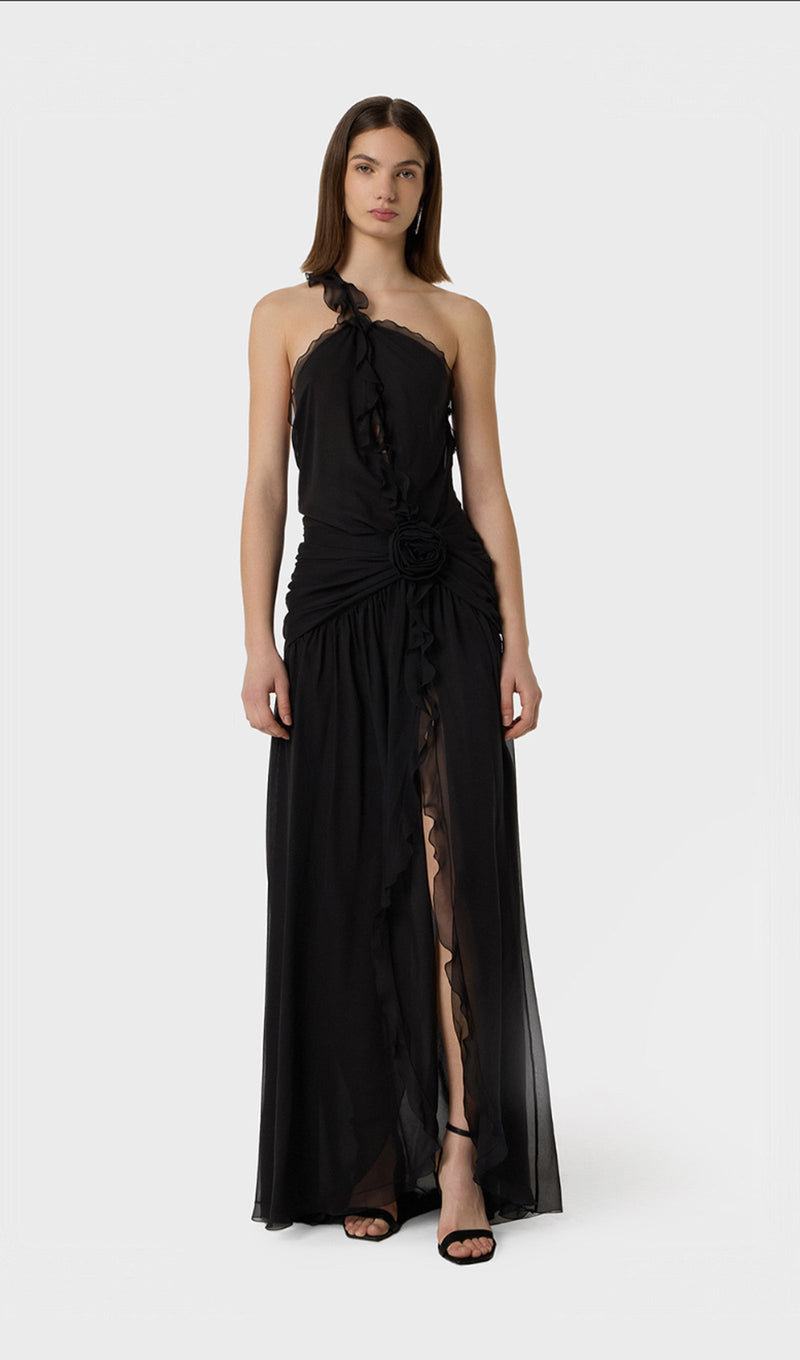 One Shoulder Ruffled Maxi Dress