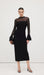 Mesh Stitching Long Sleeve Midi Dress
