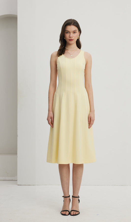 Pleated Split Midi Dress