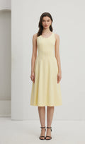 Pleated Split Midi Dress