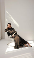 Ruffled Chiffon Maxi Skirt Black