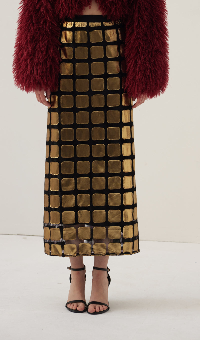 Block Panel Midi Skirt