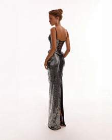 Sequin Spaghetti Strap Corset Top and Skirt Two-Piece Set