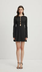 Hollow Out Mini Dress Black