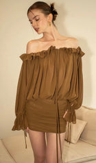 Off Shoulder Ruffled Mini Dress