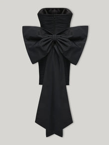 Ruched Bow Strapless Mini Dress