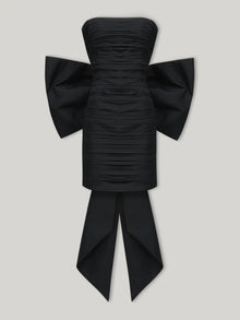 Ruched Bow Strapless Mini Dress