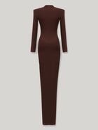 Mid-Neck Long-Sleeve Ruched Dress