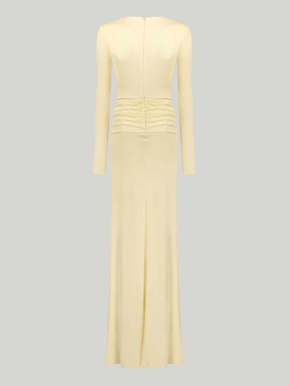 Deep V-Neck Long-Sleeve Waist Twist Draped Maxi Dress