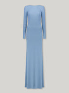 Long-Sleeve Shoulder-Deconstructed Backless Dress