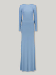 Long-Sleeve Shoulder-Deconstructed Backless Dress