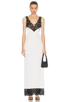 Deep V-Neck Sleeveless Lace Splicing Dress