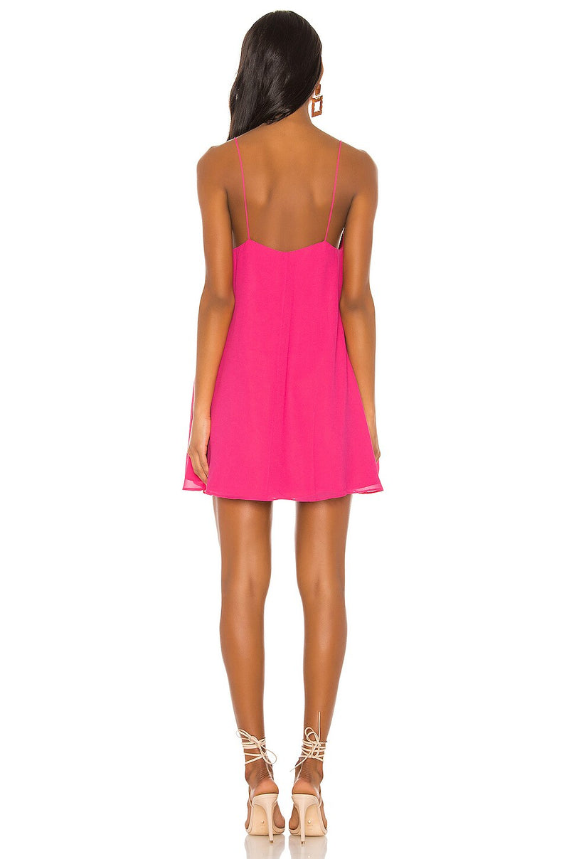 Spaghetti-Strap Deep-V Chiffon Mini Dress
