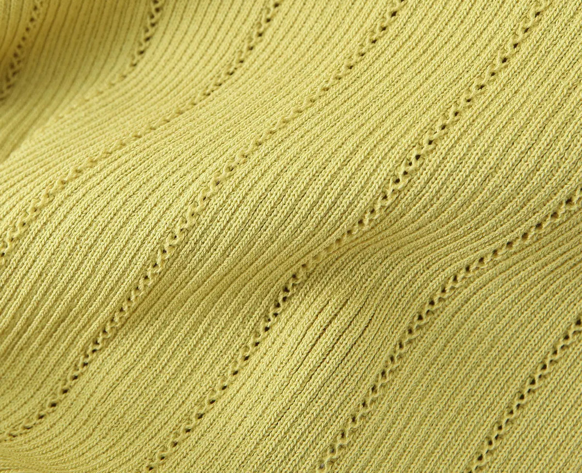 Open-Knit Ribbed Bell Sleeve Mini Dress with Hip Knot