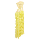 Strapless Sequin-Panel Chiffon High-Slit Dress
