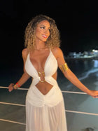 Spaghetti Strap Chiffon Metallic Dress