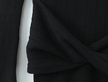 Open-Knit Ribbed Bell Sleeve Mini Dress with Hip Knot