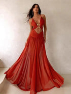 Spaghetti Strap Chiffon Metallic Dress