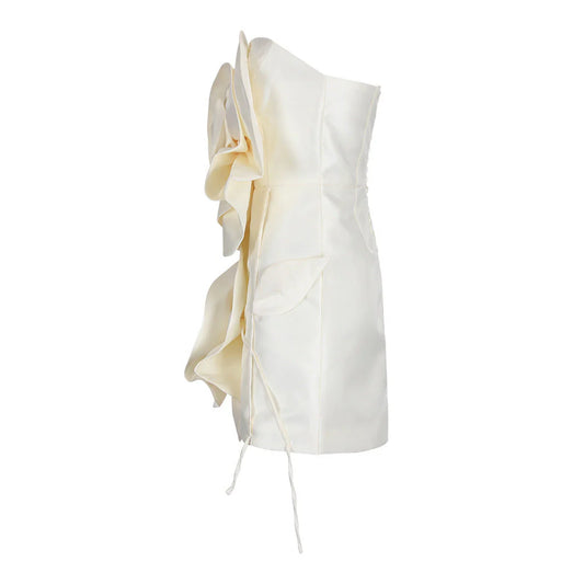 Strapless 3D Flower Mini Dress