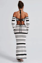 Striped Halter Top Maxi Dress Sets
