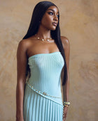 Strapless Side-Slit Knit Dress