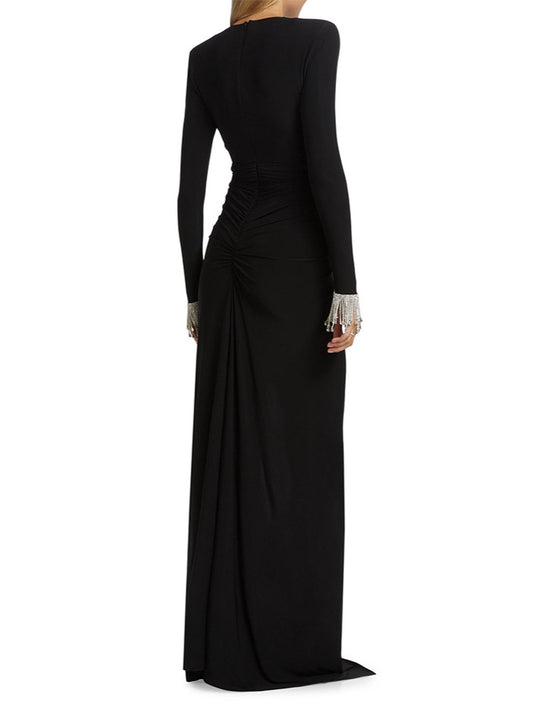 V-Neck Jersey Twist Maxi Dress