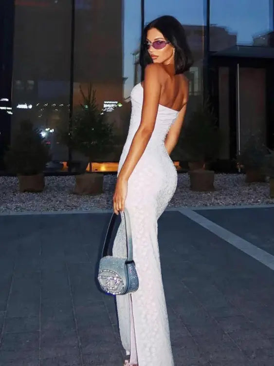 Strapless Side Slit Dress