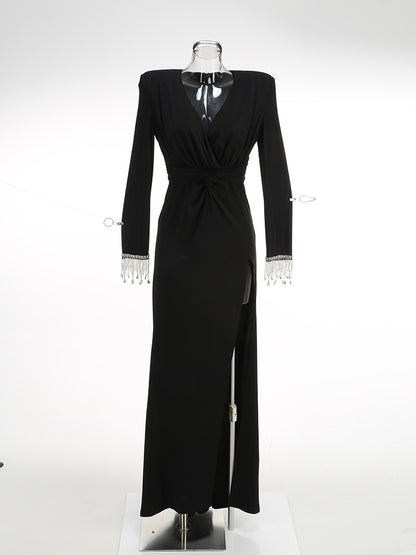 V-Neck Jersey Twist Maxi Dress