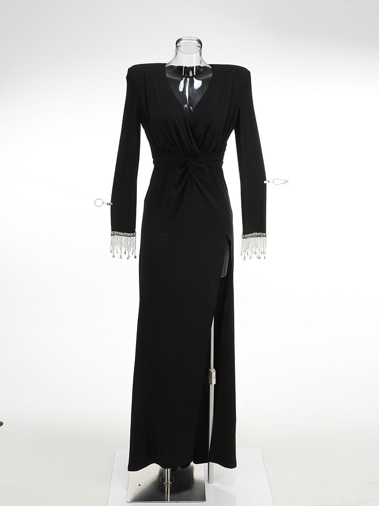 V-Neck Jersey Twist Maxi Dress