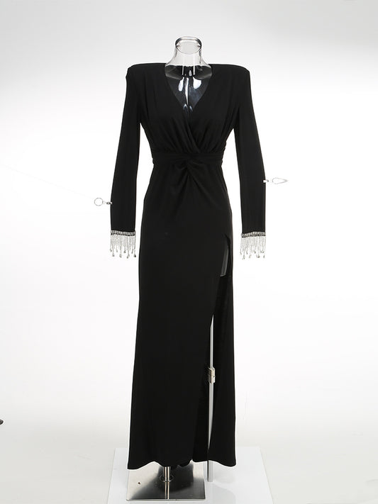 V-Neck Jersey Twist Maxi Dress