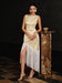 Bateau Neck Sleeveless Satin Fringe Splicing Dress