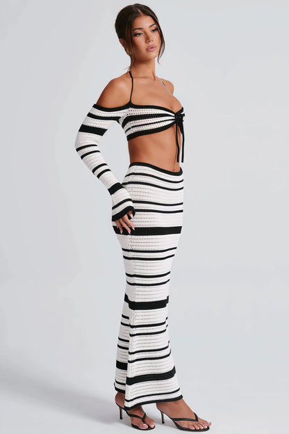 Striped Halter Top Maxi Dress Sets