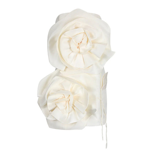 Strapless 3D Flower Mini Dress