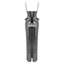 Sequin Spaghetti Strap Corset Top and Skirt Two-Piece Set